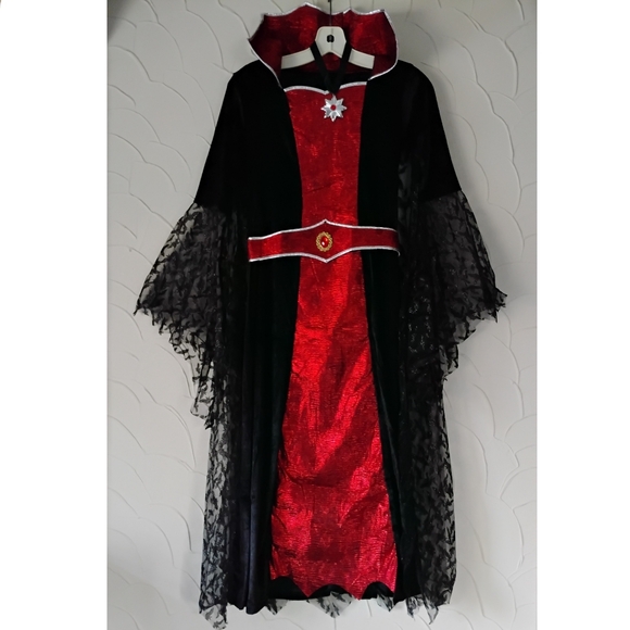 Girls Halloween Queen Vampire Costume Vampiress Dress Trick Or Treating Cosplay - Picture 1 of 16